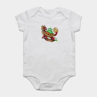 Red Asian Turtle Dragon Baby Bodysuit
